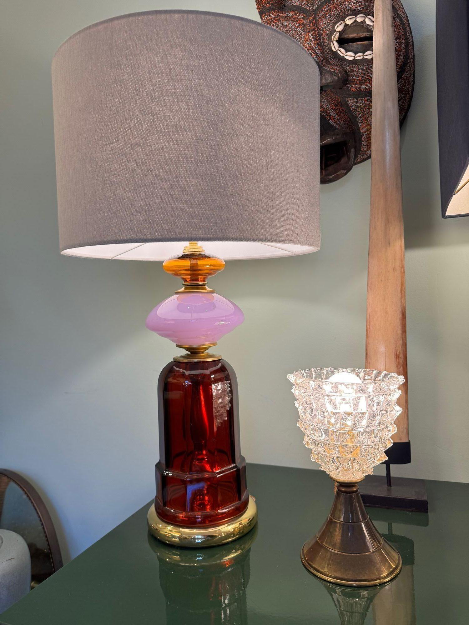 Coppia di lampade in ottone e vetro di Barovier&Toso degli anni '50 in vendita 6