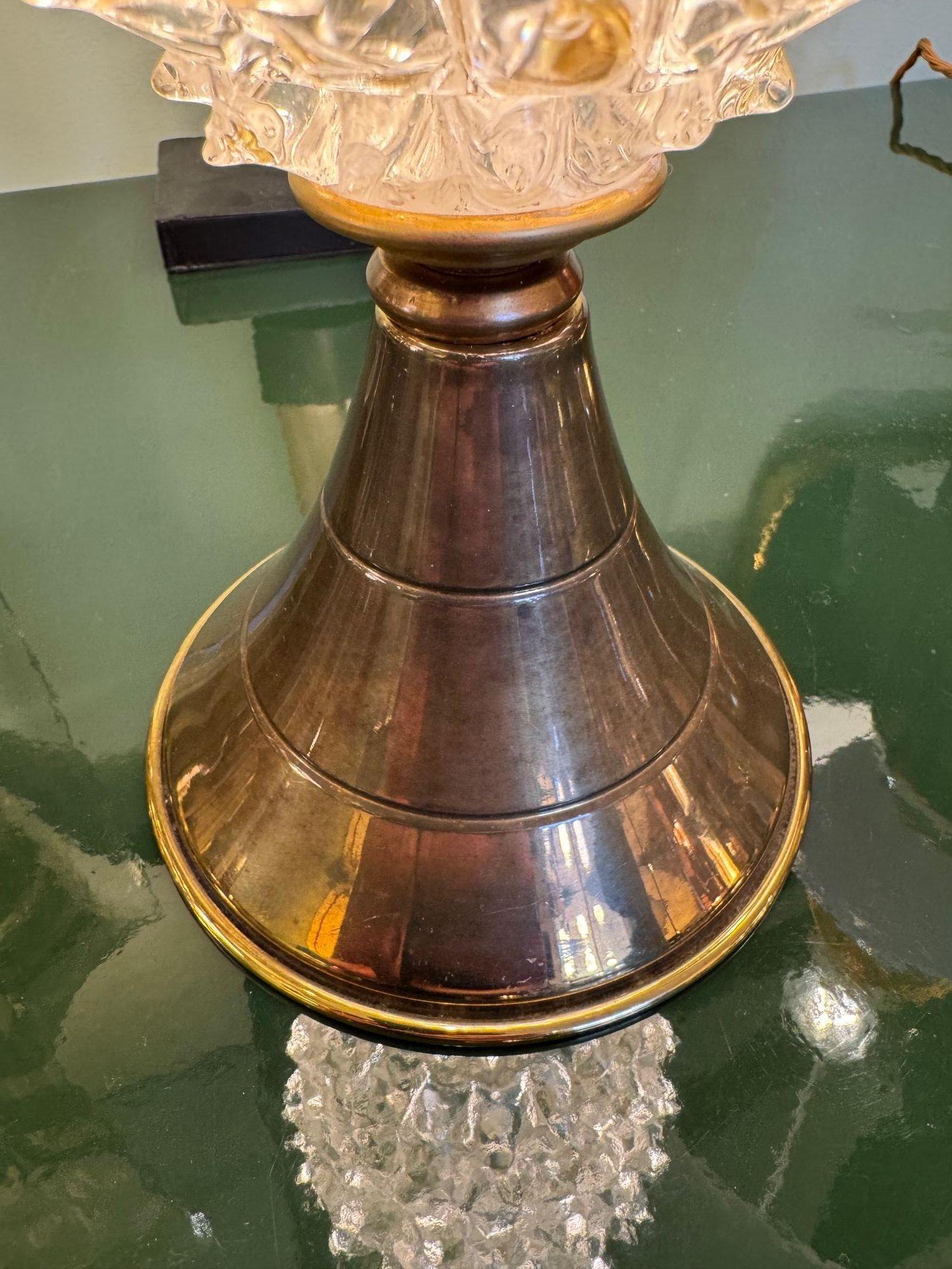 Metà XX secolo Coppia di lampade in ottone e vetro di Barovier&Toso degli anni '50 in vendita