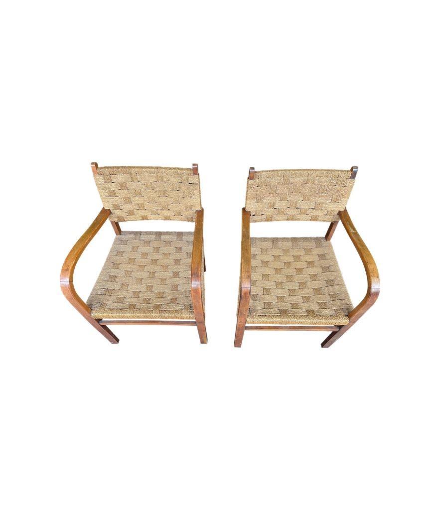Woven A pair of 1950s bentwood and rope chairs in the style of Erich Dieckmann