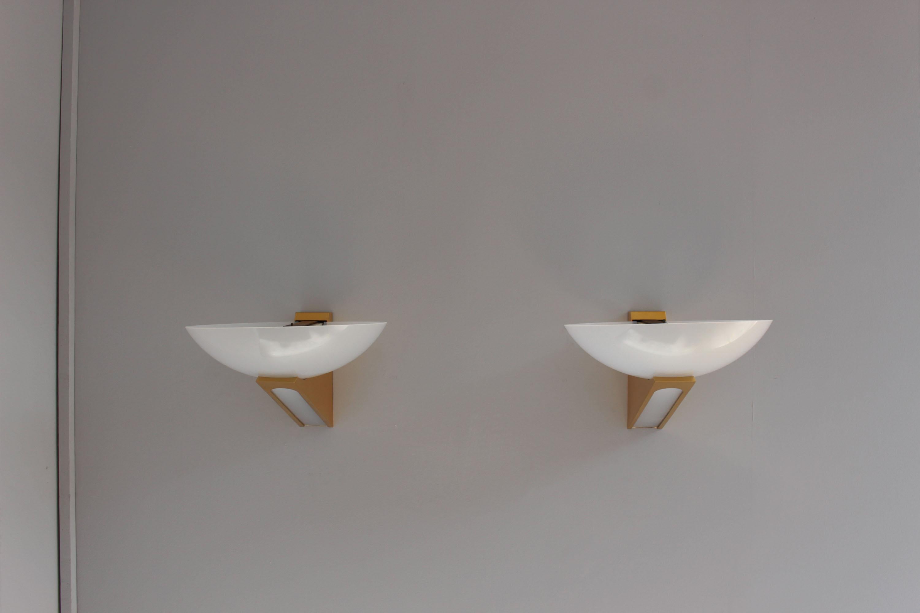 A Pair of 1950s Brass and Lucite Sconces For Sale 5