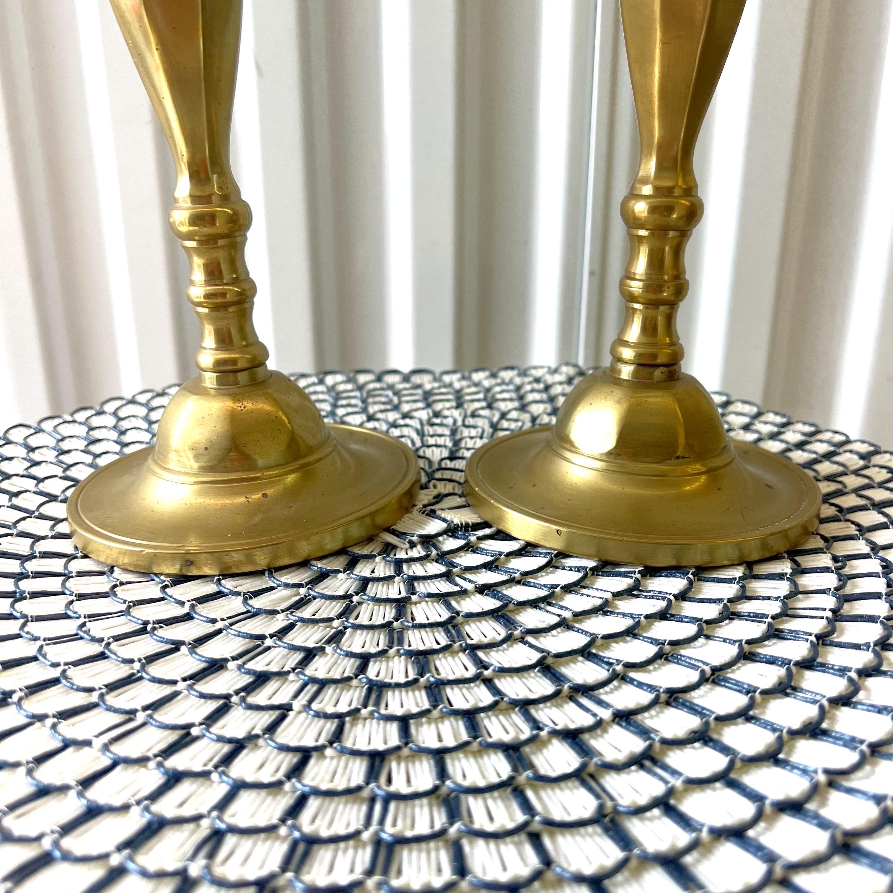Georgian Pair of 1950s Brass Candle Stick Holders