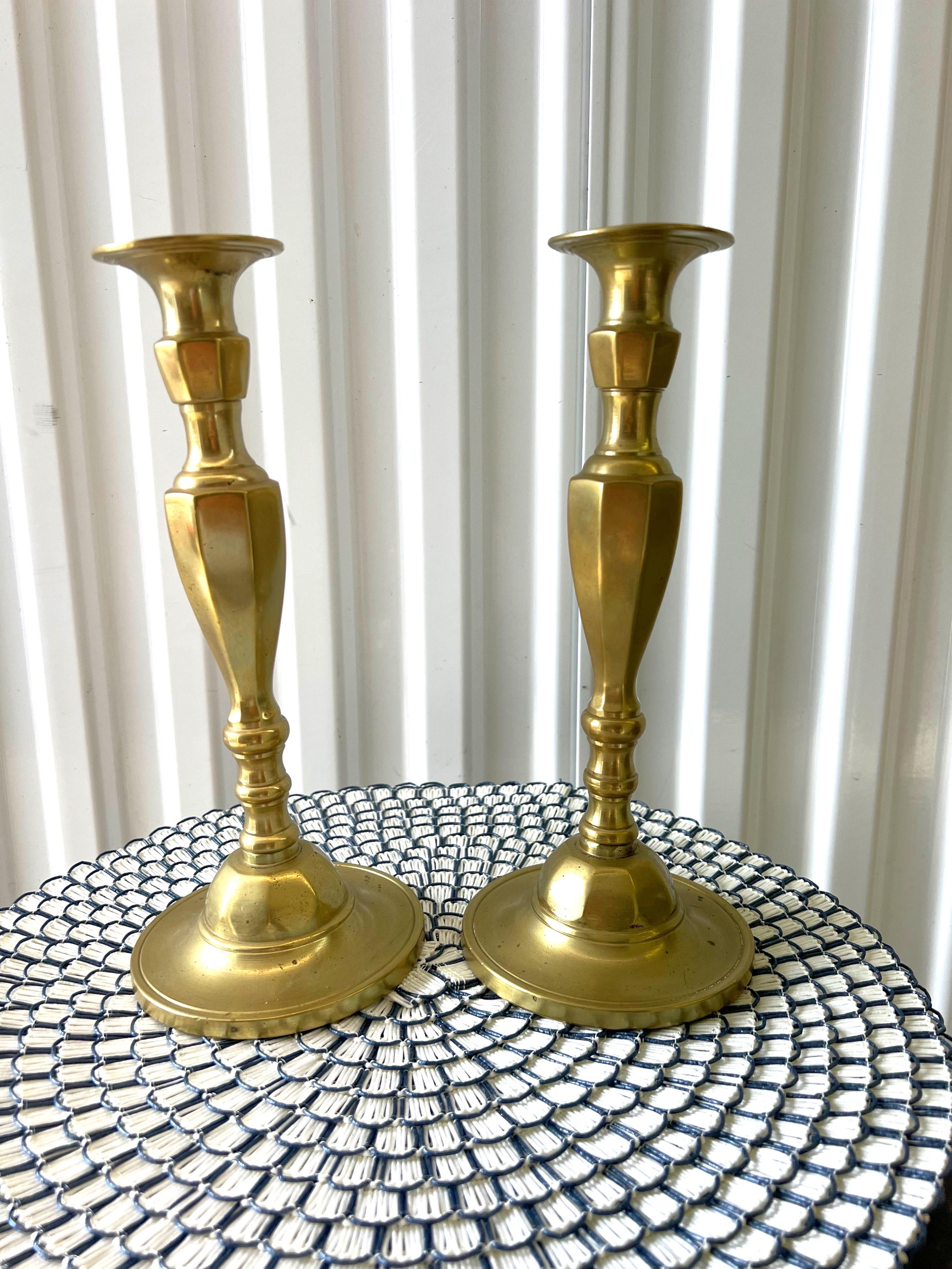 Mid-20th Century Pair of 1950s Brass Candle Stick Holders