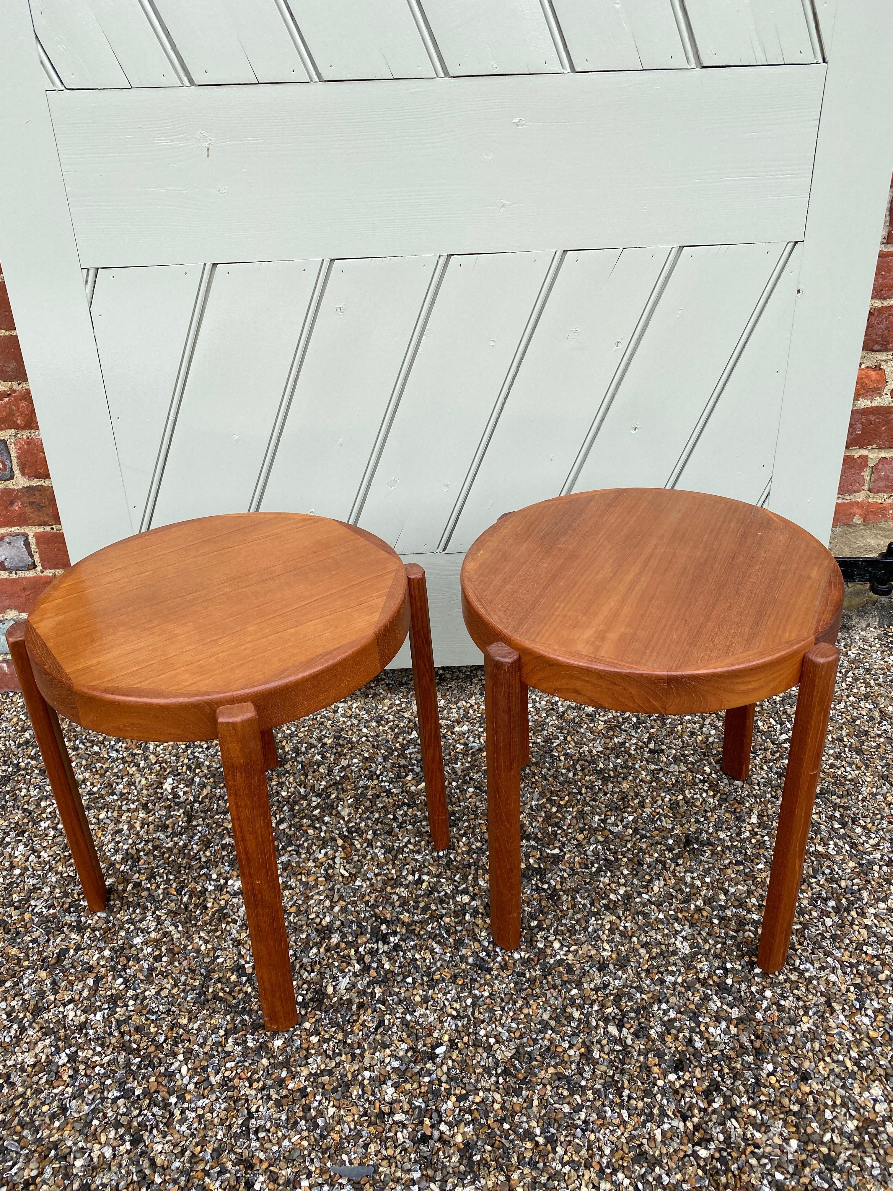 20th Century Pair of 1950's Danish Teak Occasional Stacking Tables by Møbelfabrikken Toften