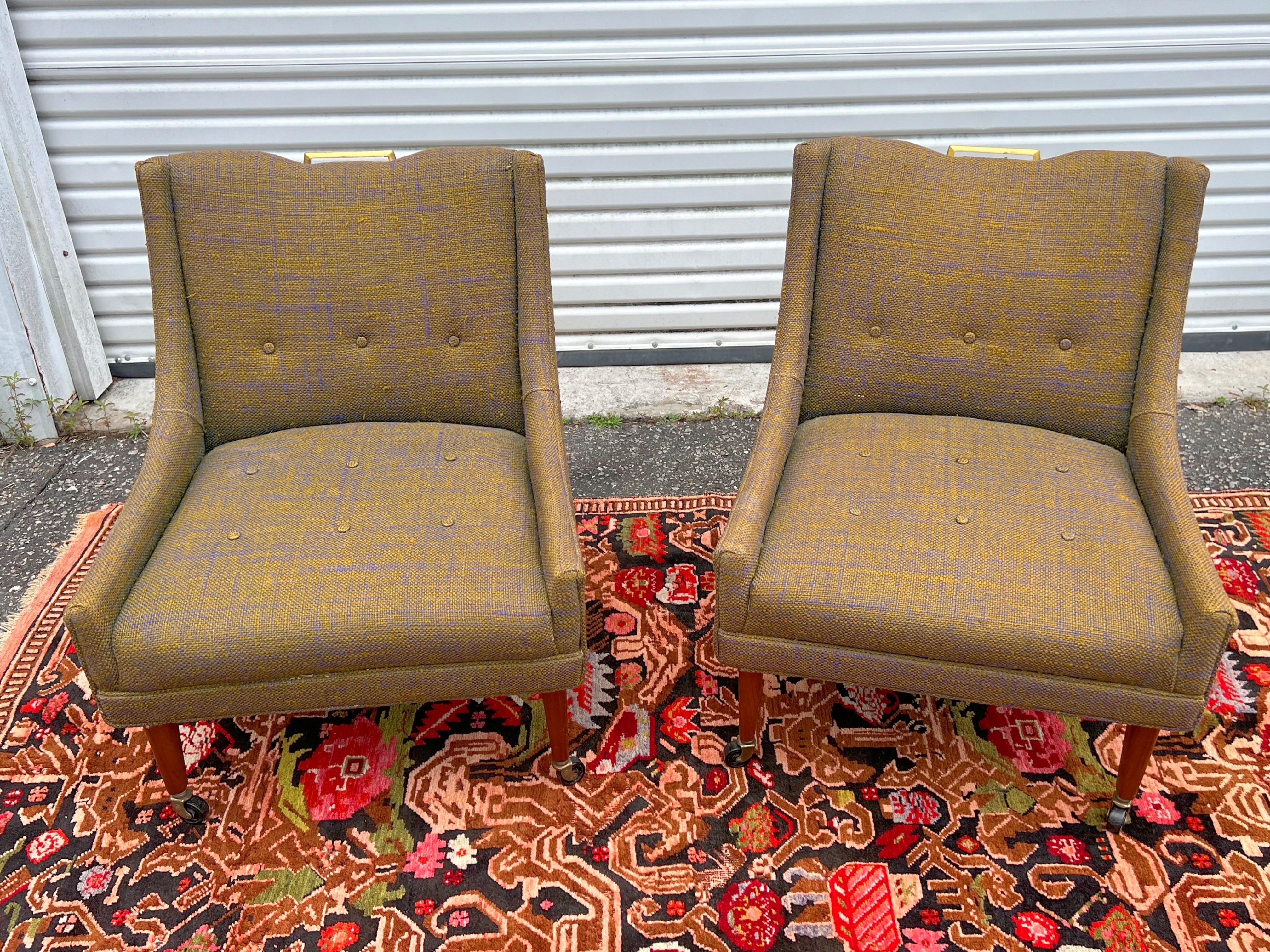 Mid-Century Modern A pair of 1950’s Dunbar Attributed Slipper Chairs  For Sale