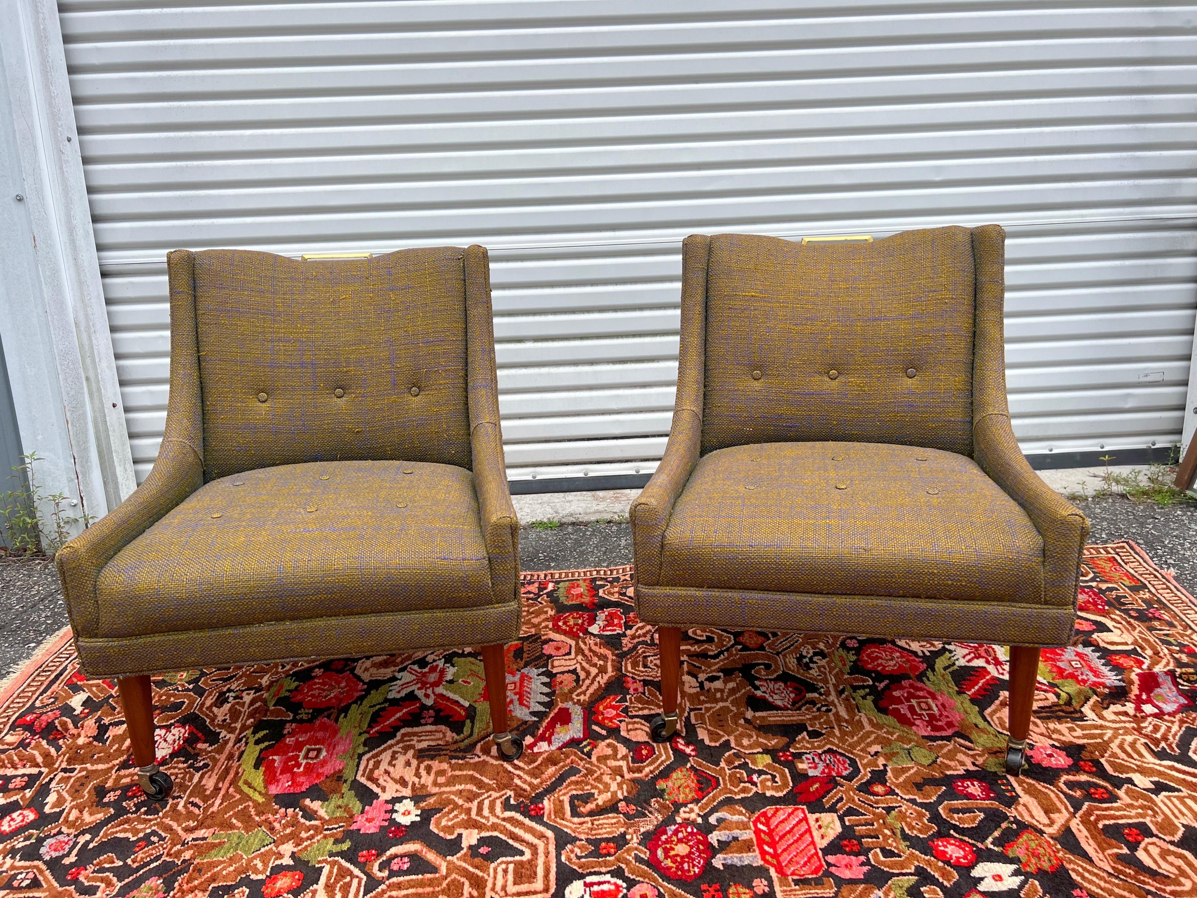 A pair of 1950’s Dunbar Attributed Slipper Chairs  In Good Condition For Sale In Charleston, SC
