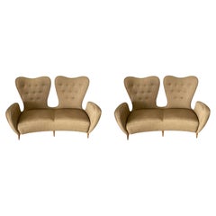 A Pair of 1950s Italian  1950s sofas reupholstered in linen