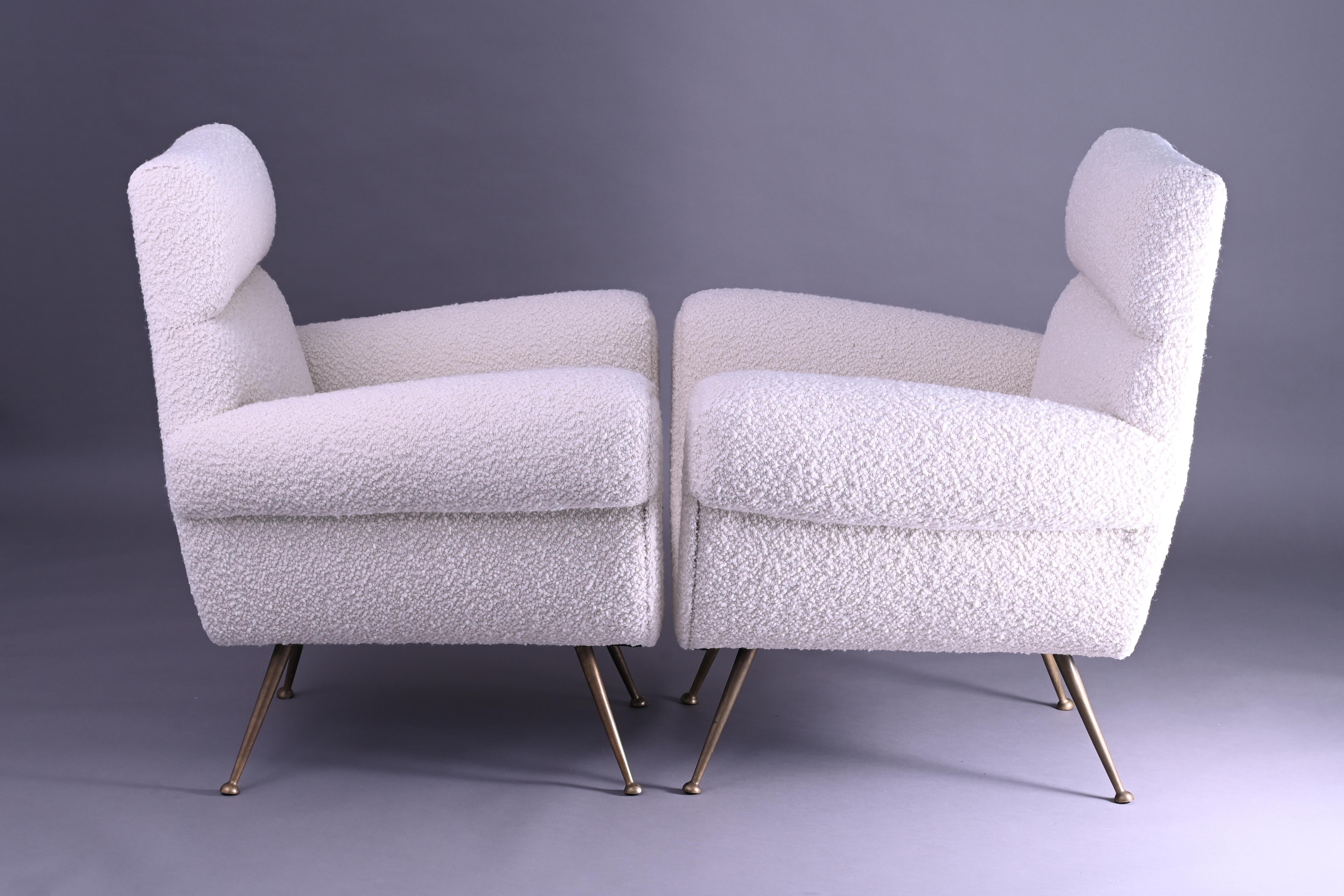 Brass A Pair of 1950's Italian Armchairs by Gigi Radice For Sale