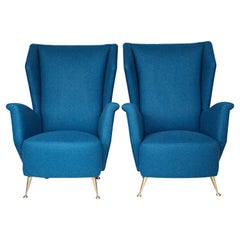 Vintage Pair of 1950s Italian Wing Chairs