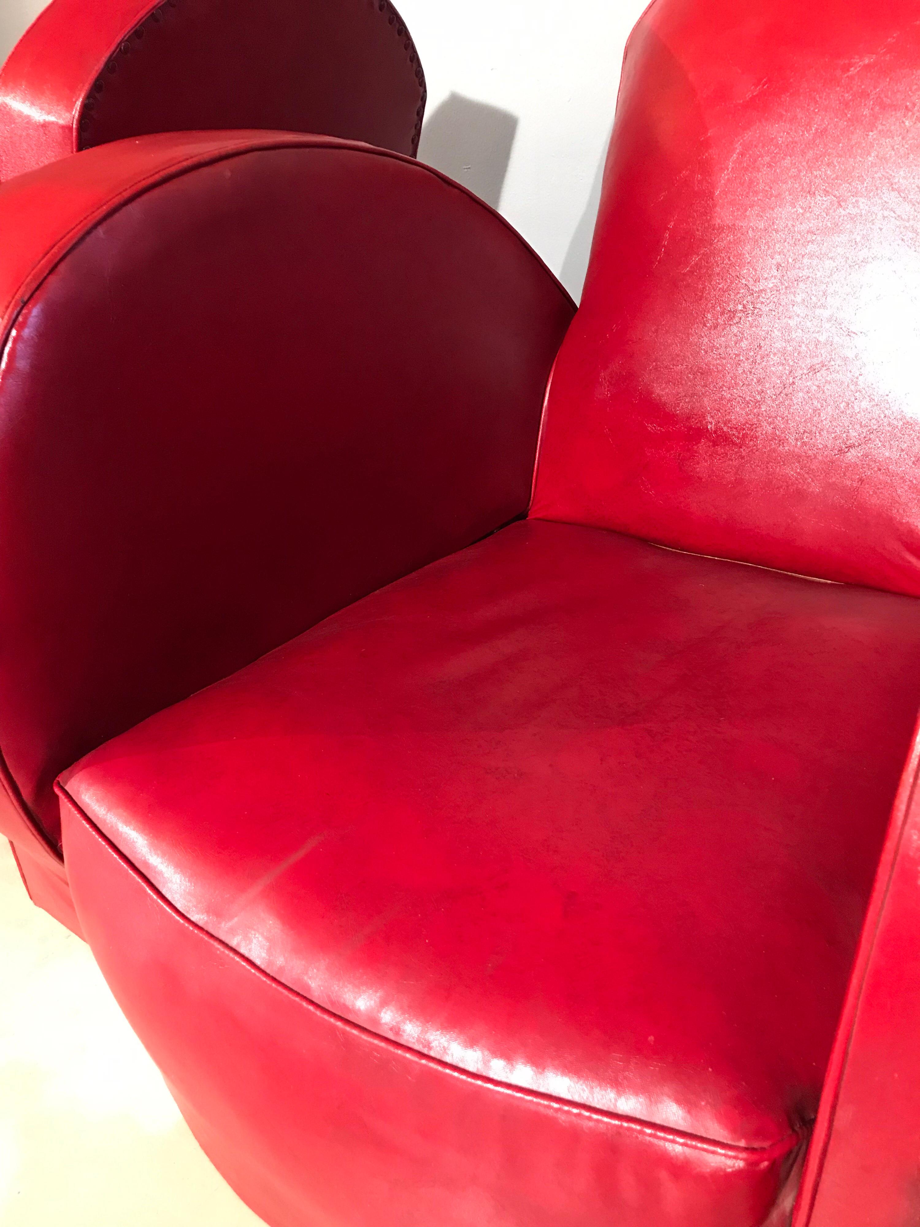 Pair of 1950s Lounge Chairs in Faux Leather For Sale 2