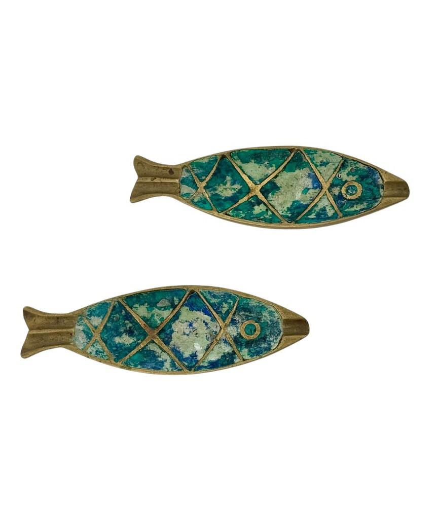 Paire de cendriers à poissons en malachite et laiton des années 1950 par Pepe Mendoza en vente 7