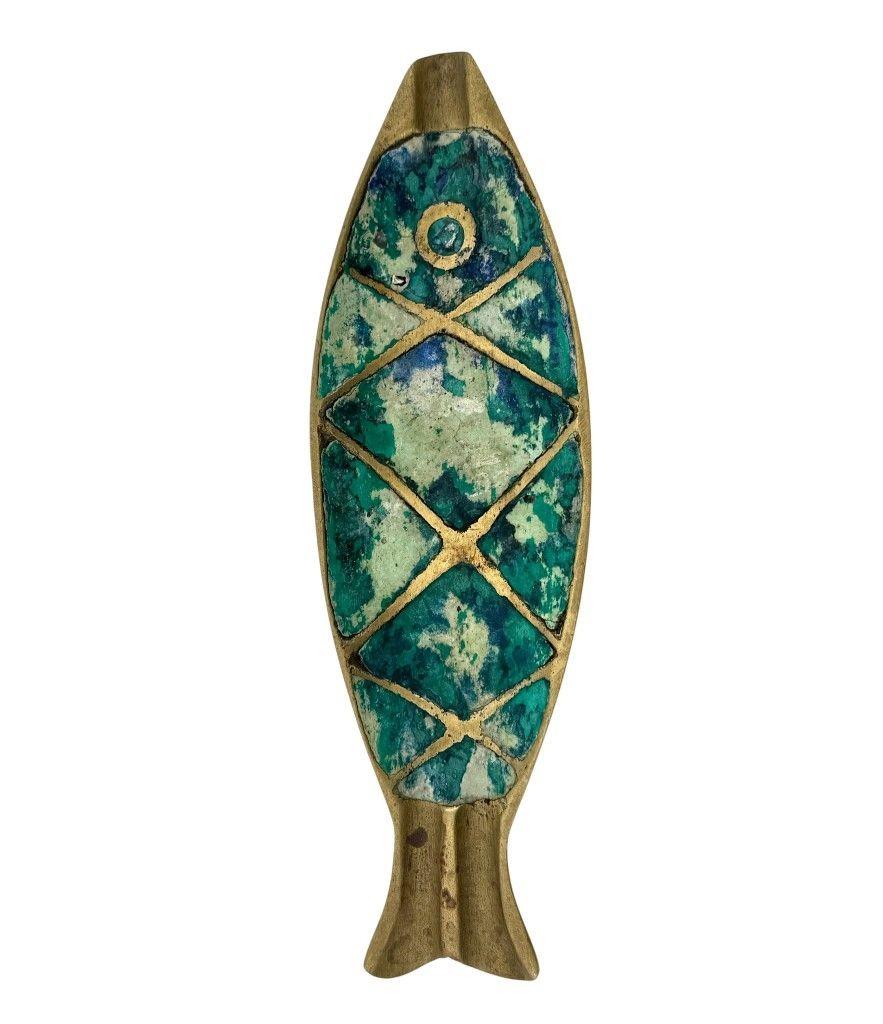 Paire de cendriers à poissons en malachite et laiton des années 1950 par Pepe Mendoza Bon état - En vente à London, GB