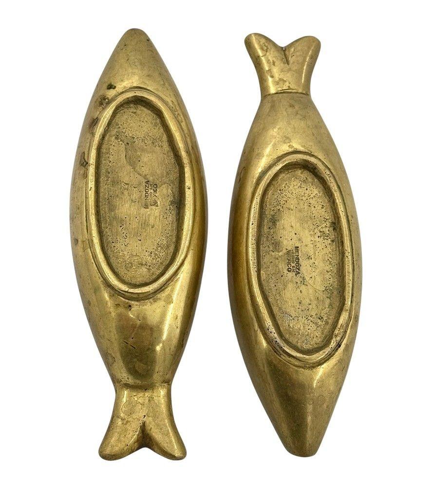 Paire de cendriers à poissons en malachite et laiton des années 1950 par Pepe Mendoza en vente 1