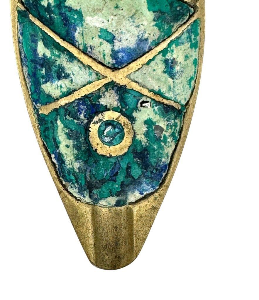 Paire de cendriers à poissons en malachite et laiton des années 1950 par Pepe Mendoza en vente 3