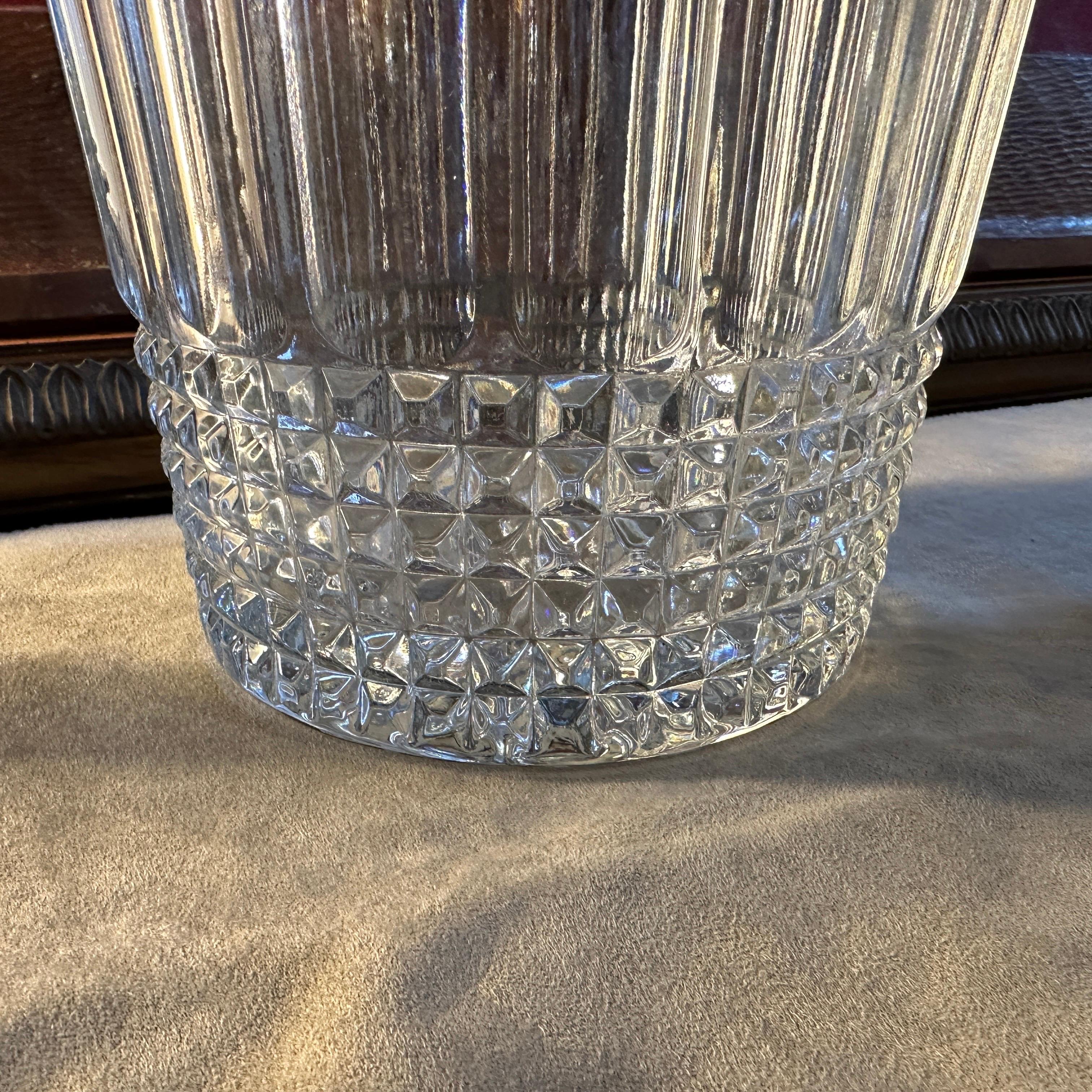 A pair of 1950s Modernist Crystal and Silver Plate French Wine Coolers For Sale 6