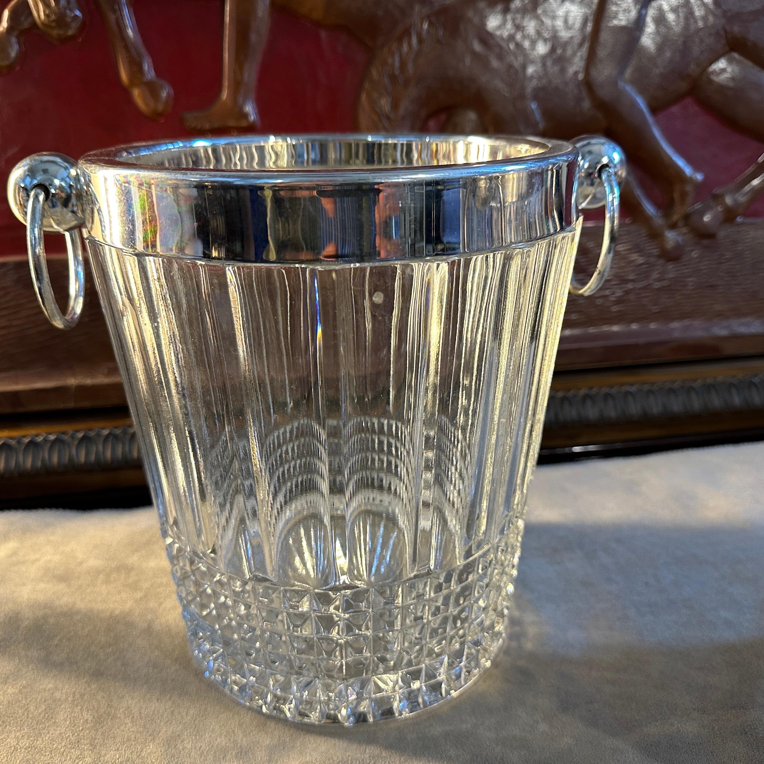 A pair of 1950s Modernist Crystal and Silver Plate French Wine Coolers In Good Condition For Sale In Aci Castello, IT