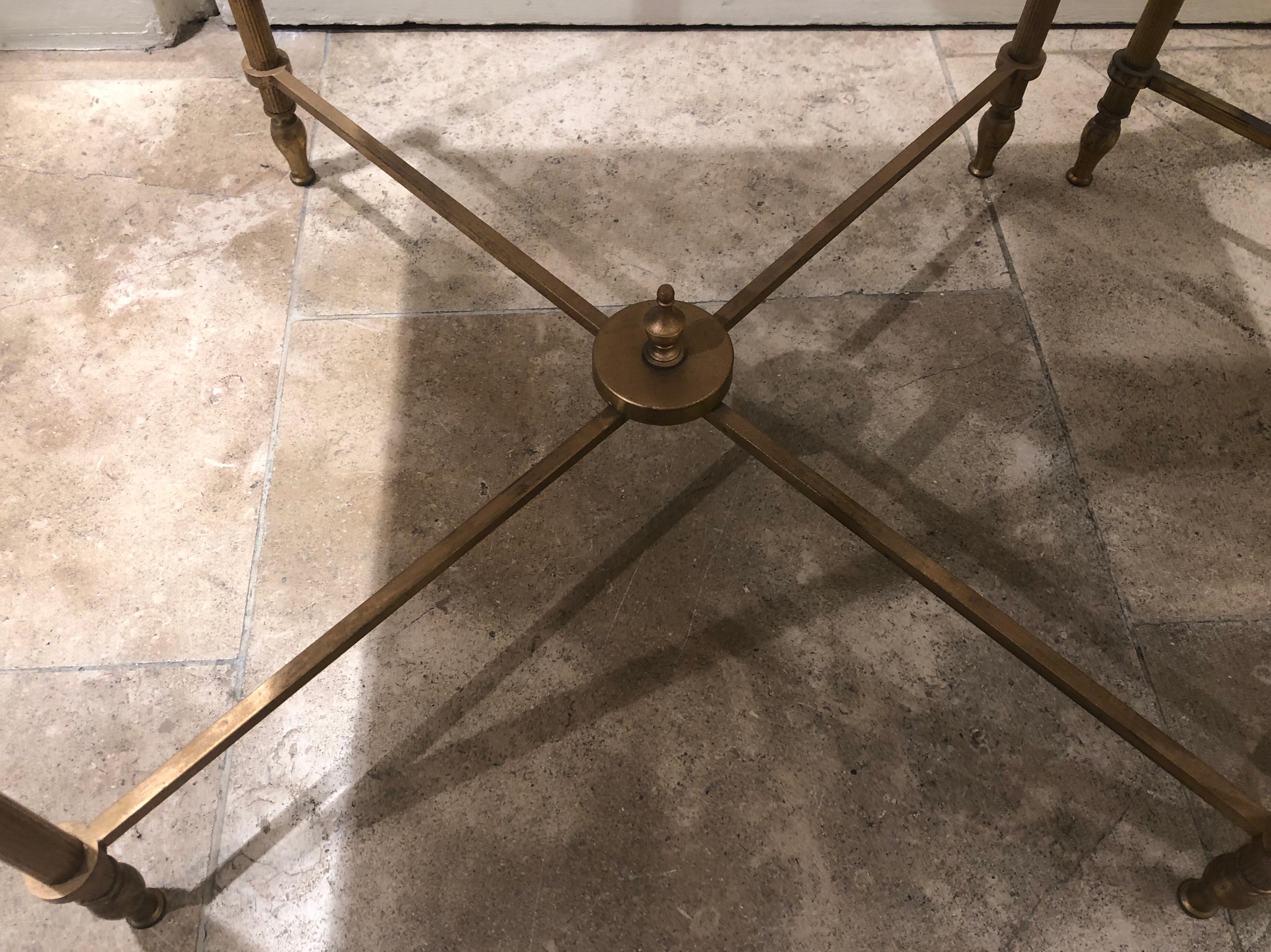 Pair of French Brass 1950s Side Tables Attributed to Maison Jansen In Good Condition In London, GB