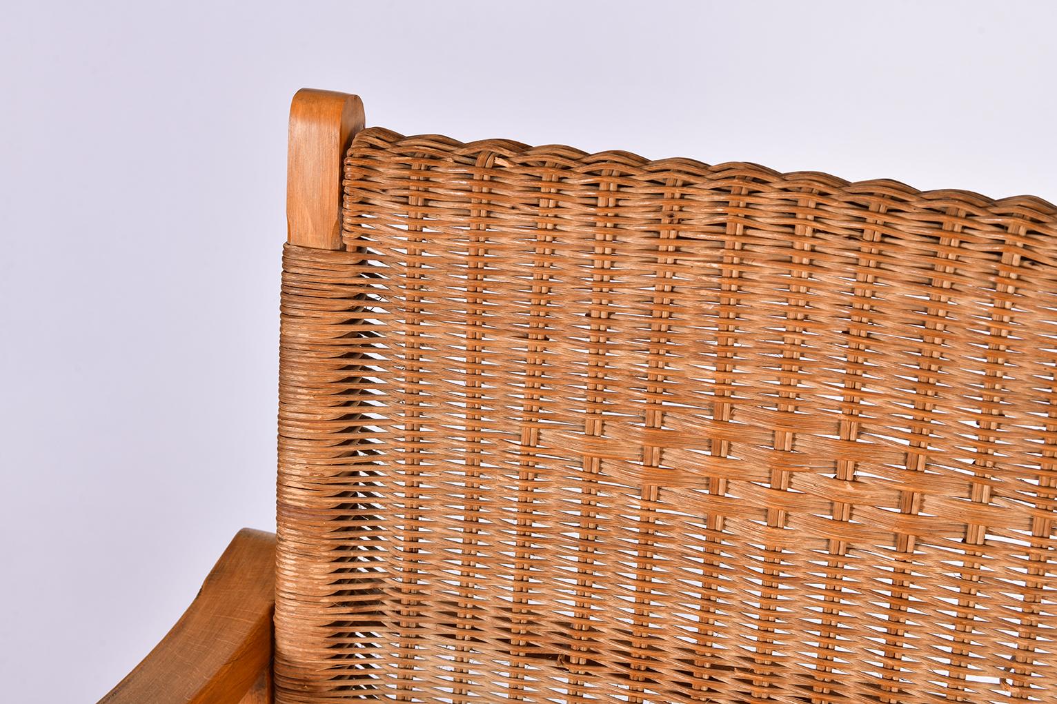 Pair of 1950s Wicker and Beechwood Armchairs 4