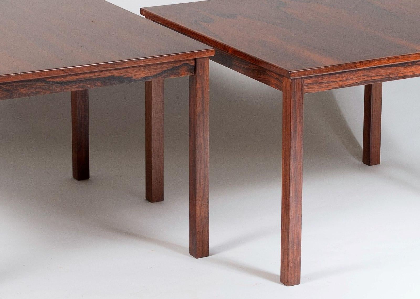 A Pair of 1960/70s Mid Century Modern Danish Rosewood Square Coffee Tables For Sale 4