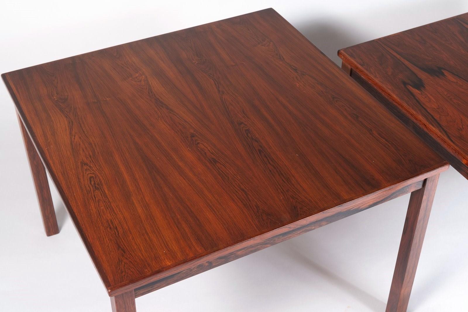 A Pair of 1960/70s Mid Century Modern Danish Rosewood Square Coffee Tables In Good Condition For Sale In Llanbrynmair, GB