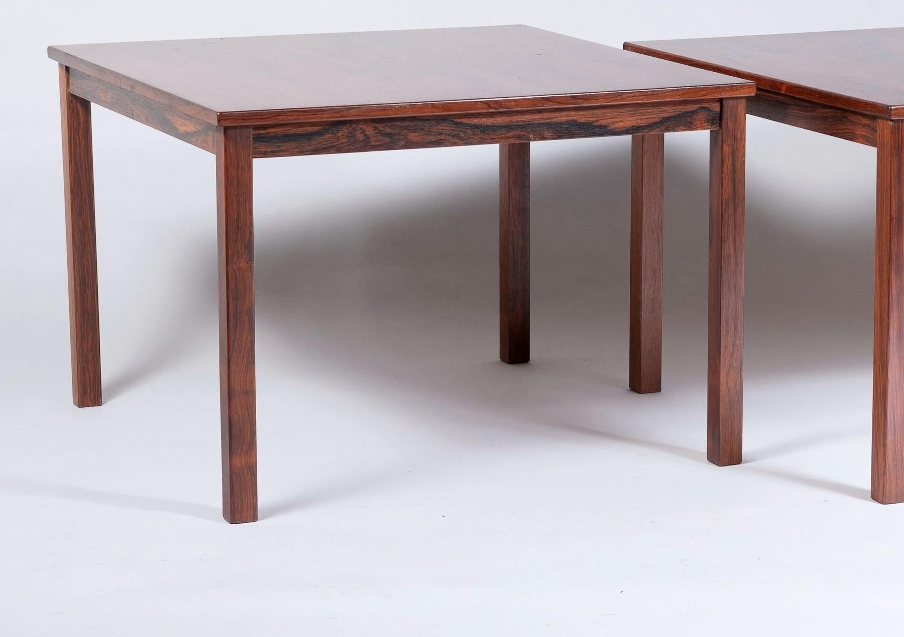20th Century A Pair of 1960/70s Mid Century Modern Danish Rosewood Square Coffee Tables For Sale