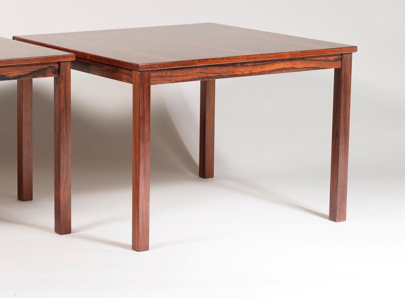 A Pair of 1960/70s Mid Century Modern Danish Rosewood Square Coffee Tables For Sale 1