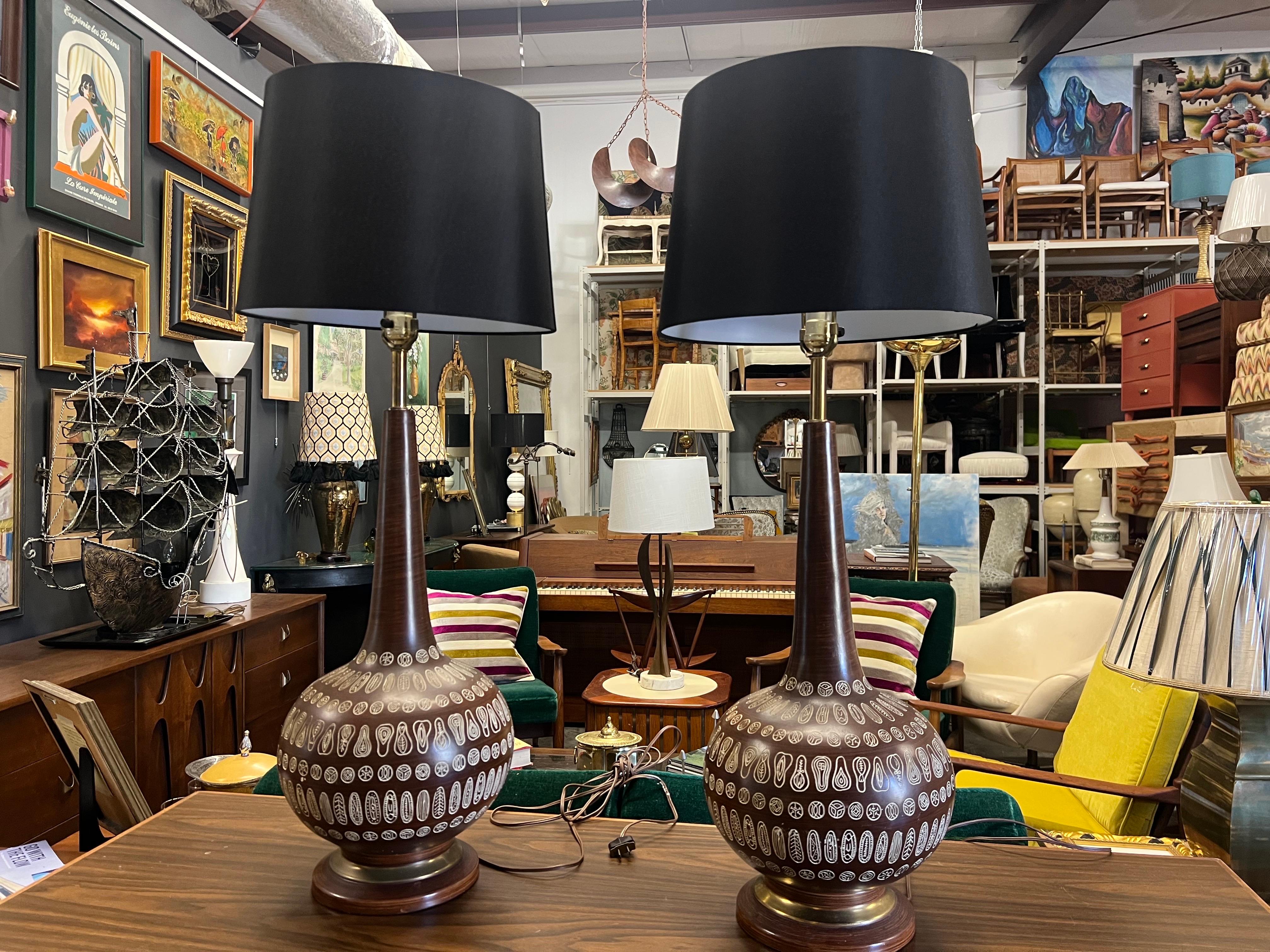Un par de lámparas de mesa estilo Bitossi de los años 60 Escandinavo moderno en venta