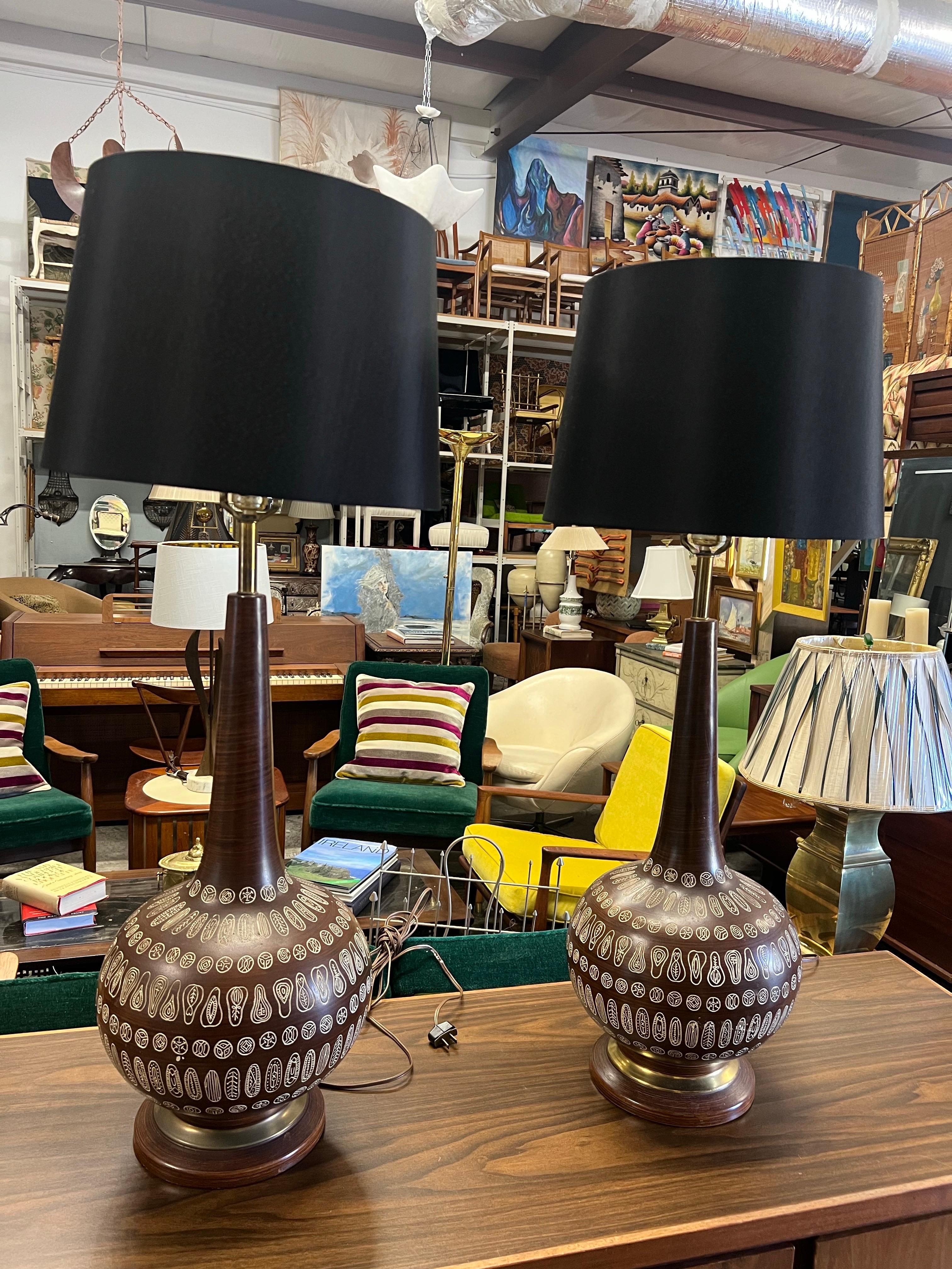Un par de lámparas de mesa estilo Bitossi de los años 60 en Bueno estado para la venta en Charleston, SC
