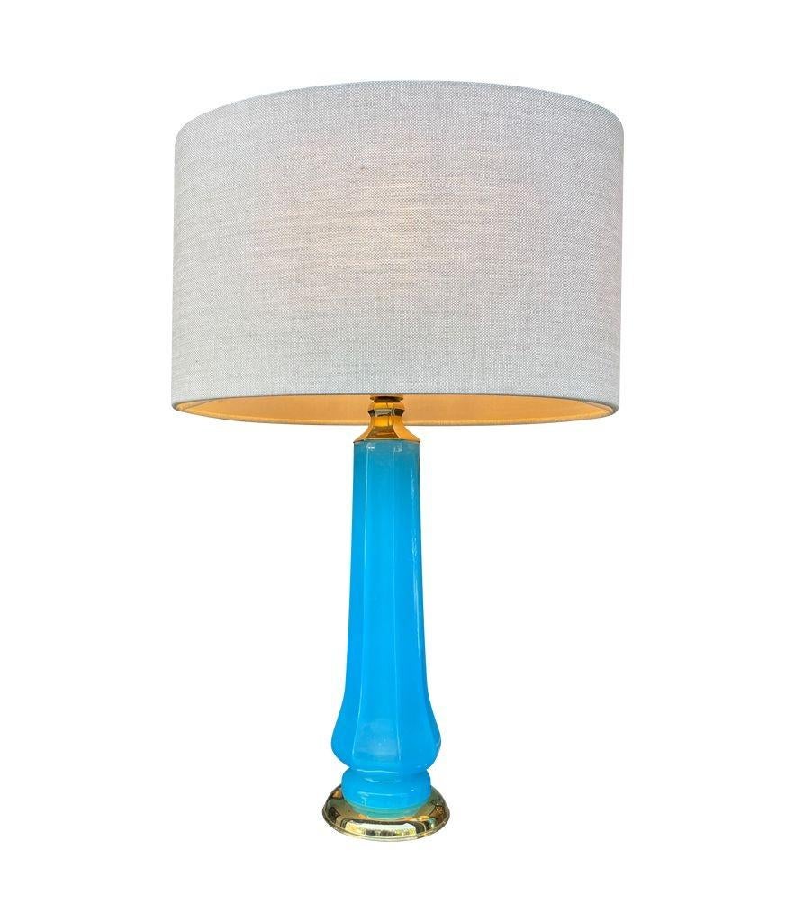 A pair of 1960s blue Murano opaline glass lamps by Giovanni Cenedese 5