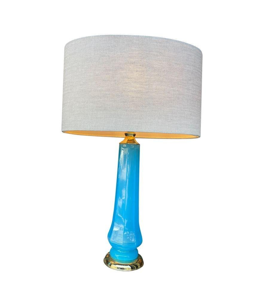 A pair of 1960s blue Murano opaline glass lamps by Giovanni Cenedese 3