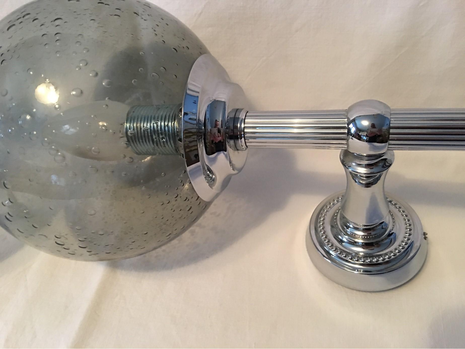 Mid-20th Century Pair of 1960s Chrome and Smoked Air Bubbles Glass Sconces For Sale