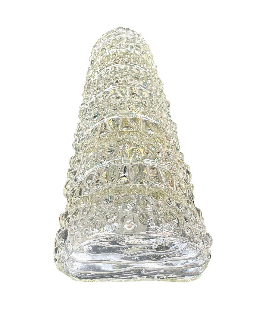 A pair of 1960s clear geometric textured glass wall lights For Sale 4