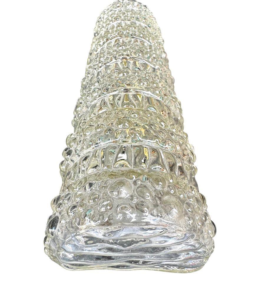 A pair of 1960s clear geometric textured glass wall lights For Sale 5