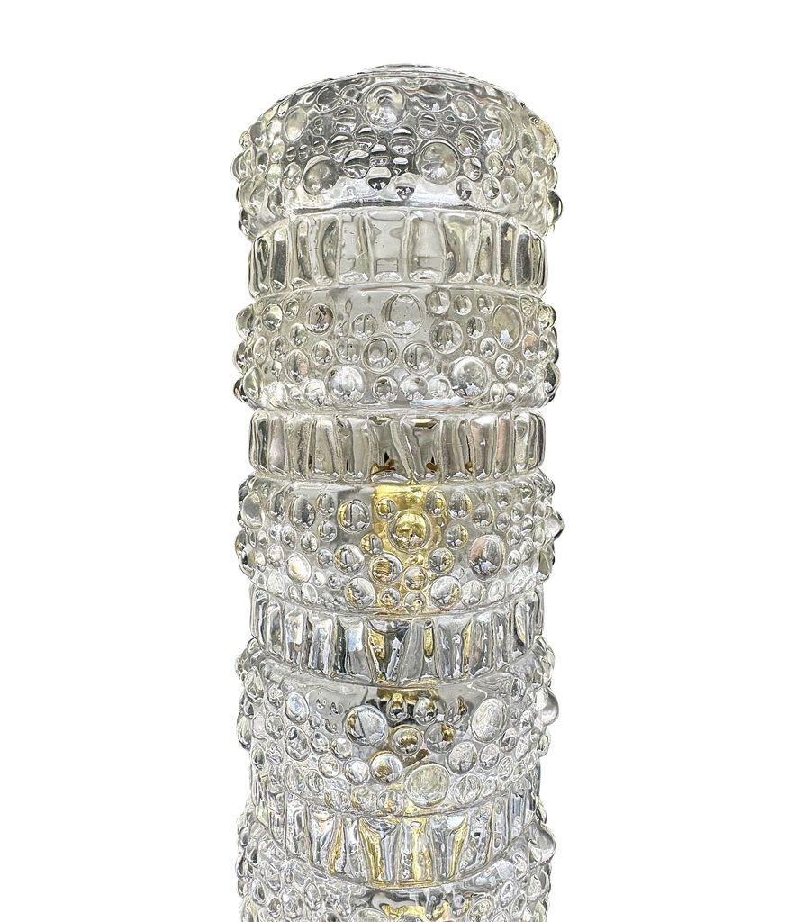 A pair of 1960s clear geometric textured glass wall lights For Sale 2