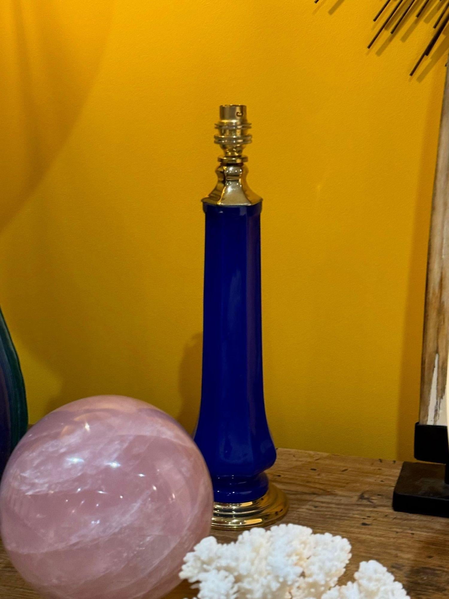 Pareja de lámparas de cristal opalino azul cobalto de Murnao, años 60, de Gino Cenedese en venta 7