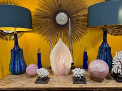 A pair of 1960s cobalt blue opaline Murnao glass lamps by Gino Cenedese