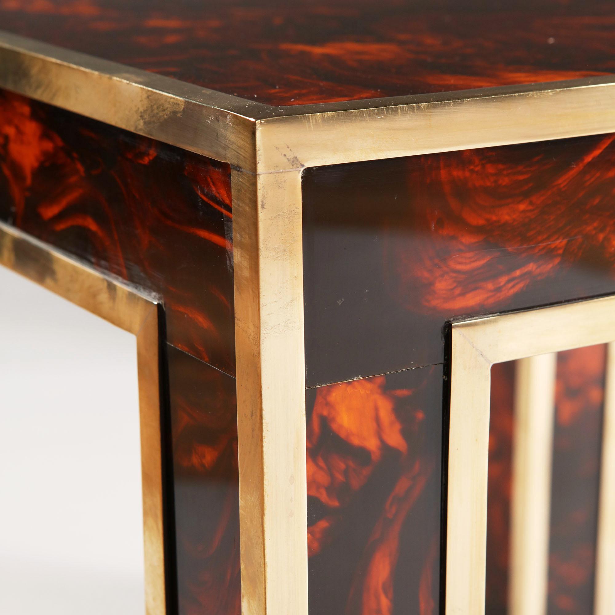 Pair of 1960s Faux Tortoiseshell Occasional Tables after Maison Jansen 1