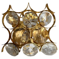 A pair of 1960s Gilt Brass and Diamond Shaped Glass Sconces by Palwa