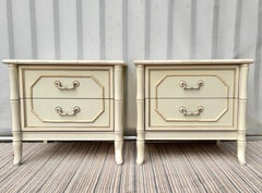 Pair of 1960s Mid Century Hollywood Regency Broyhill Faux Bamboo Nightstands