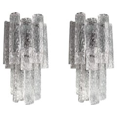 A pair of 1960s Murano glass "Tronchi" wall socnces by Toni Zuccheri for Venini