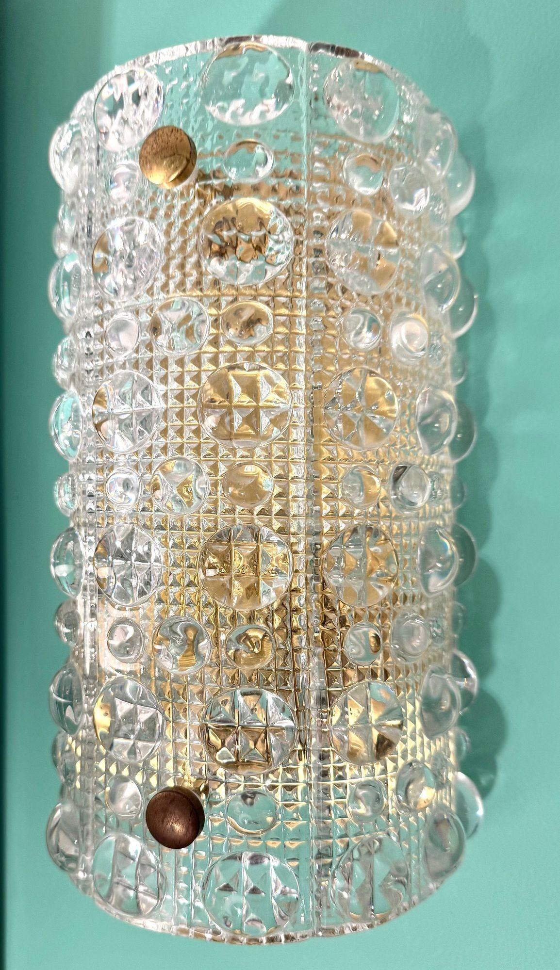 Un par de socnces de pared de cristal Orrefors de los años 60, de Carl Fagerlund para Lyfa en venta 6