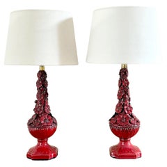 A Pair of 1960's Red Casa Pupo Manises Table Lights