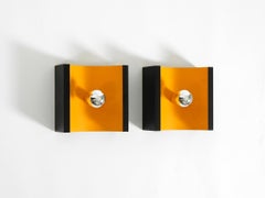 A pair of 1960s Space Age metal wall lamps by Klaus Hempel for Kaiser Leuchten
