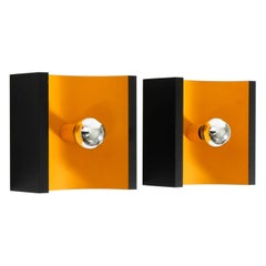 A pair of 1960s Space Age metal wall lamps by Klaus Hempel for Kaiser Leuchten