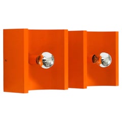 A pair of 1960s Space Age metal wall lamps by Klaus Hempel for Kaiser Leuchten