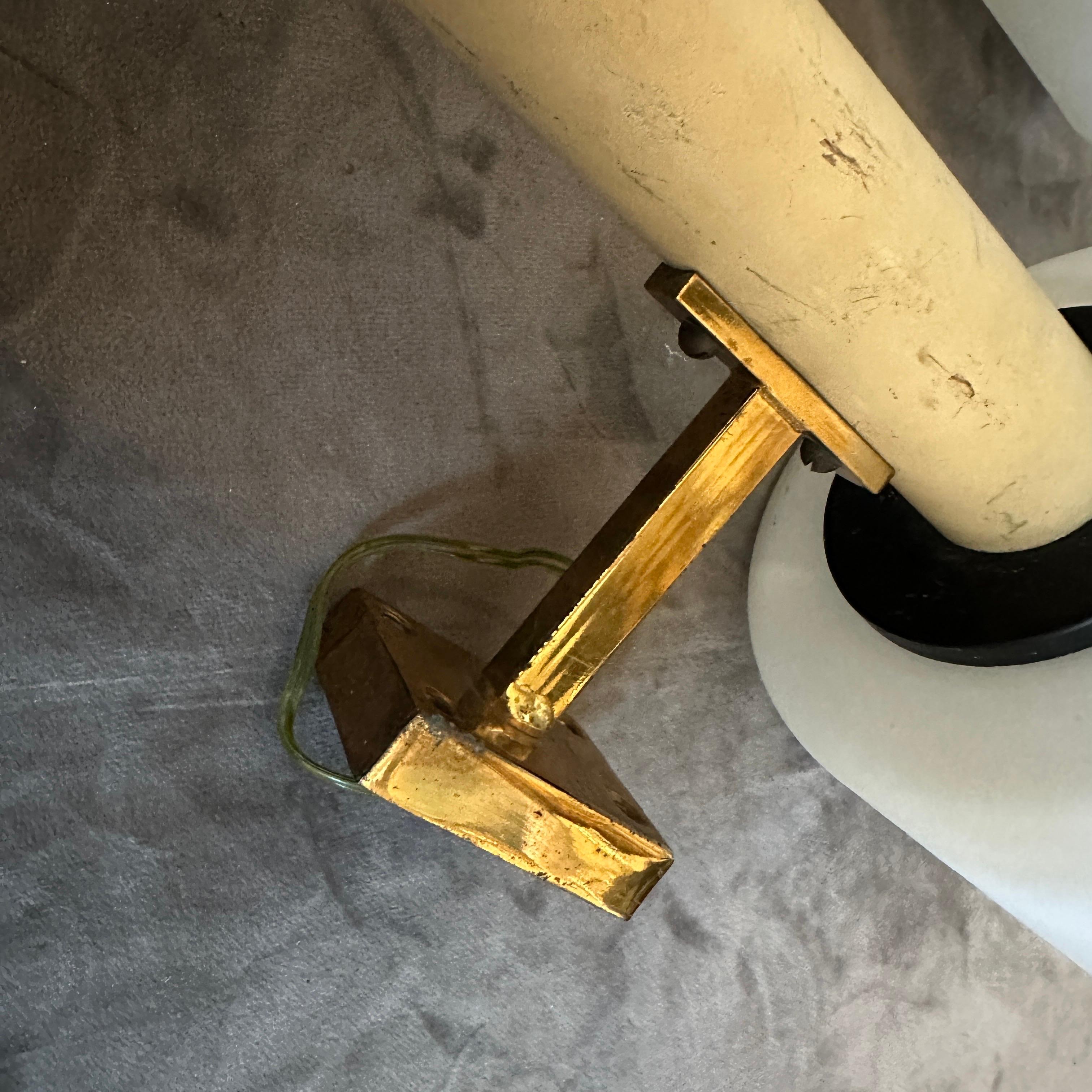 A pair of 1960s Stilnovo Style Mid-Century Modern Brass Italian Wall Sconces For Sale 6