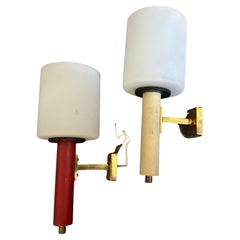 A pair of 1960s Stilnovo Style Mid-Century Modern Brass Italian Wall Sconces