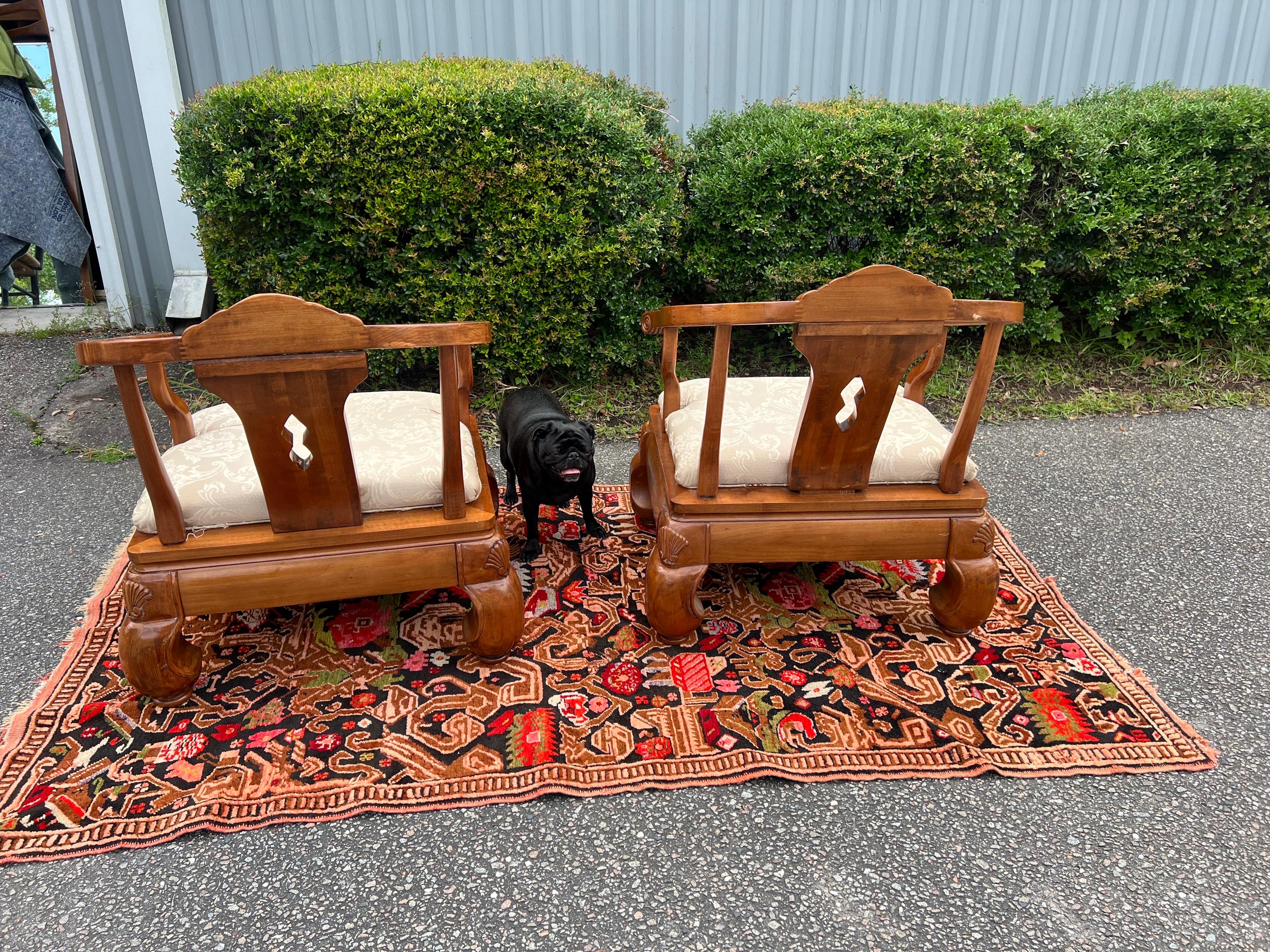A pair of 1970s Chinese Chinoiserie Oak Ming Style Accent Chairs, 1970’s In Good Condition In Charleston, SC
