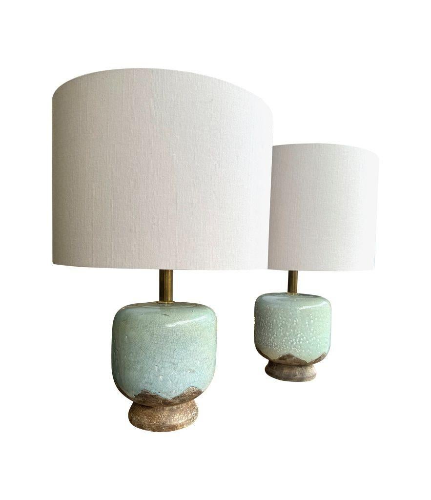 Paire de lampes en céramique émaillée craquelée de style chinoiserie des années 1970 par Ugo Zaccanini en vente 7