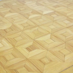 Pair of 1970s French Parquetry and Bamboo Sofa Tables
