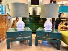 A pair of 1970s green lacquered side tables by Guy Lefevre for Maison Jansen